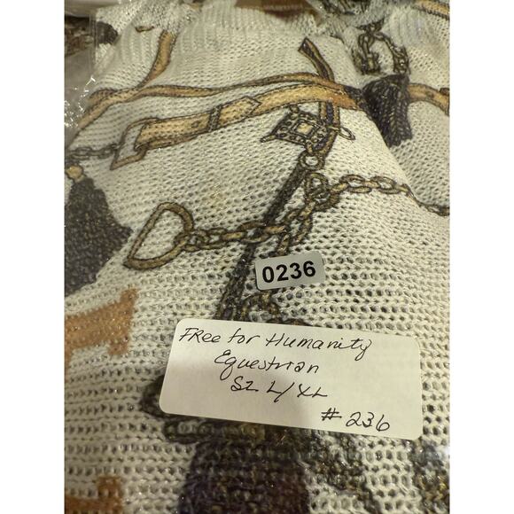 Free For Humanity Italian Equestrian Light Open Knit Sweater/Old Money, Horses L - Picture 6 of 6
